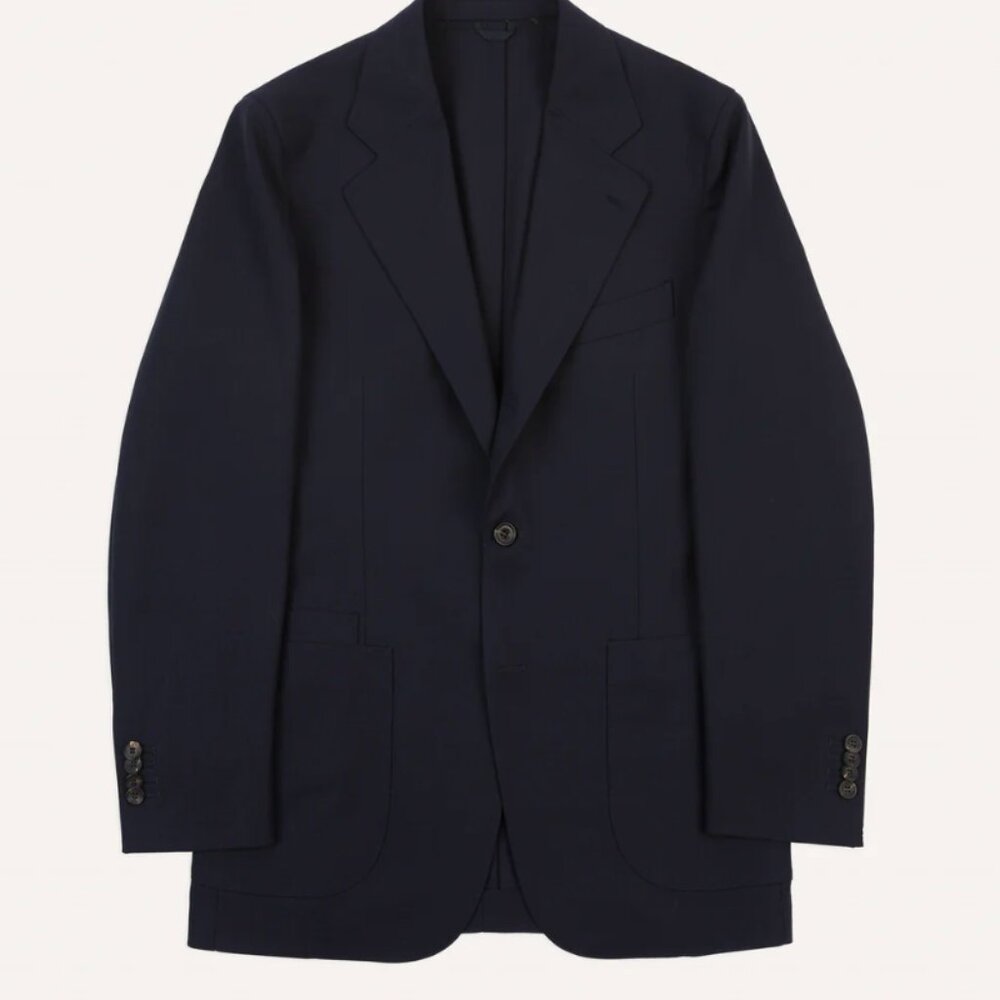 Drake's - Navy Tropical Wool Tailored Jacket - Size 46 (IT / EUR)